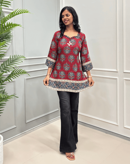 Nysa Ajrakh Short Kurti
