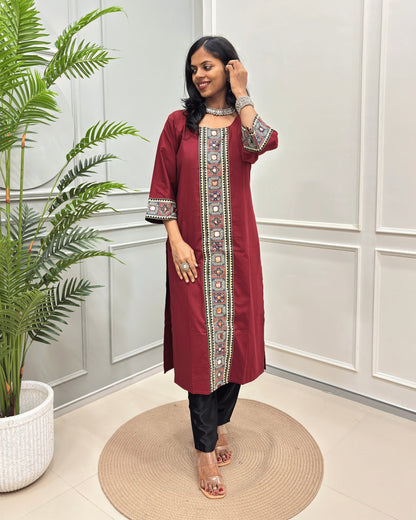 Mohini Ajrakh Plain Long Kurti