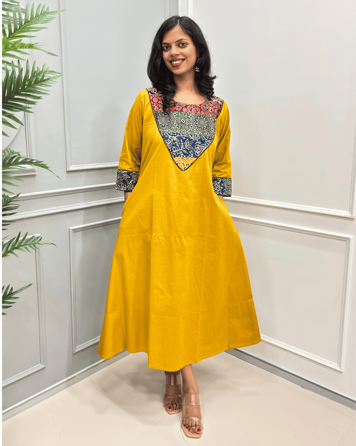 Tapsi Mashru Panel Ajrakh Kurti
