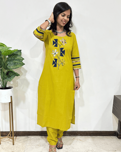 Kiyana Applique-work Cotton Co-ord Set