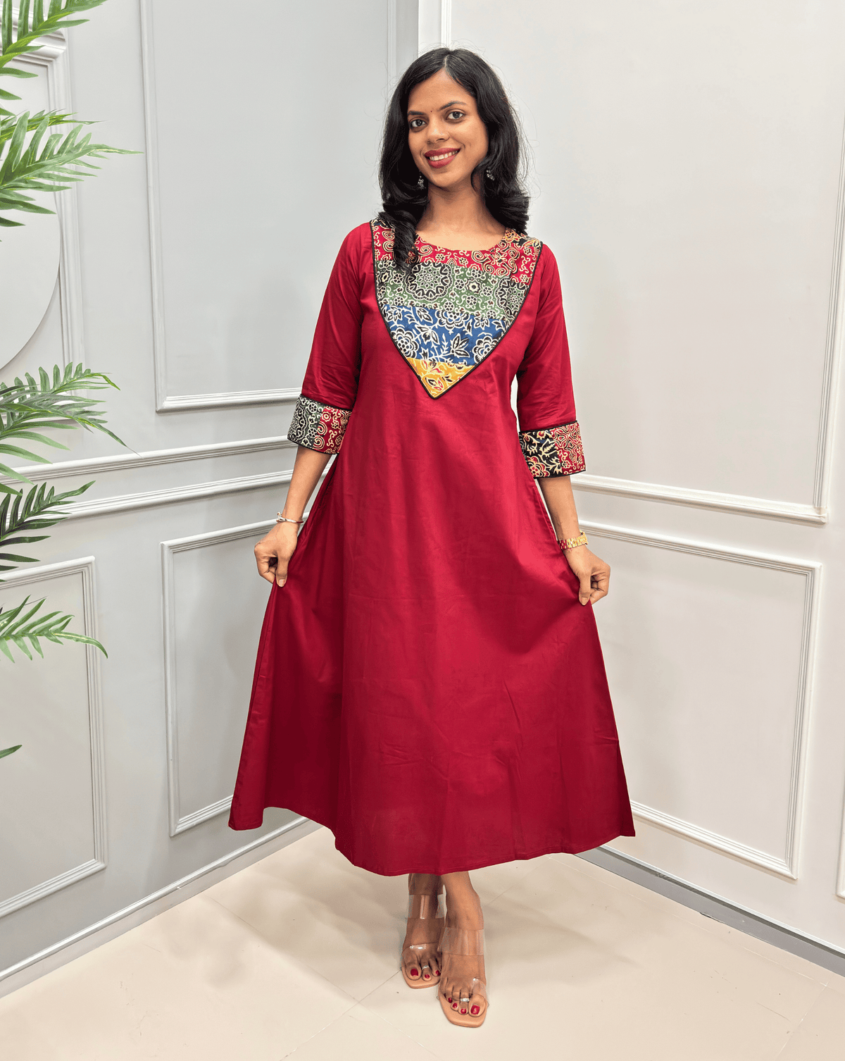 Tapsi Mashru Panel Ajrakh Kurti
