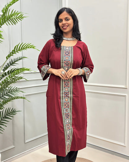 Mohini Ajrakh Plain Long Kurti