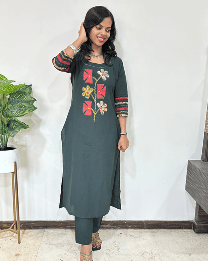 Kiyana Applique-work Cotton Co-ord Set