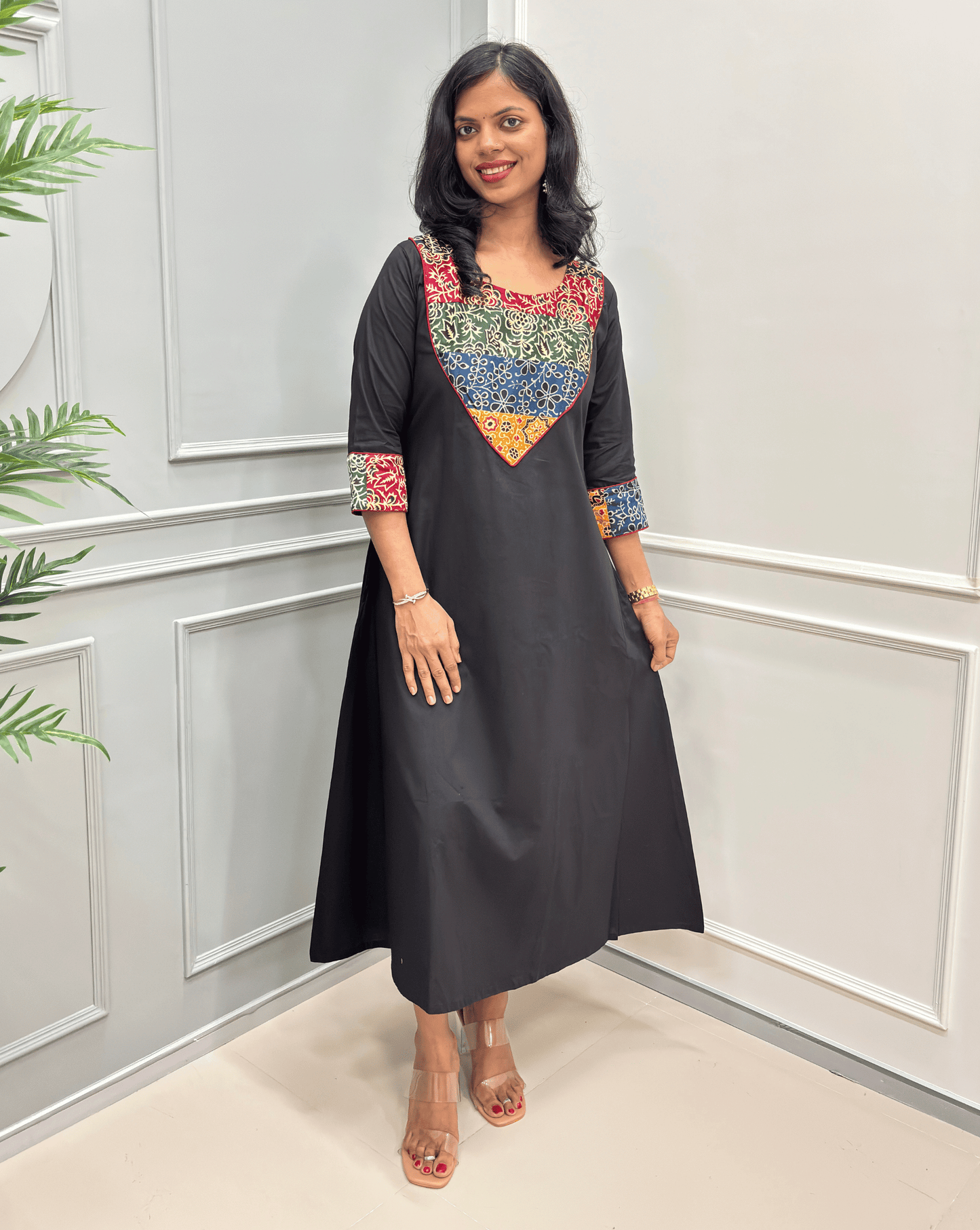 Tapsi Mashru Panel Ajrakh Kurti