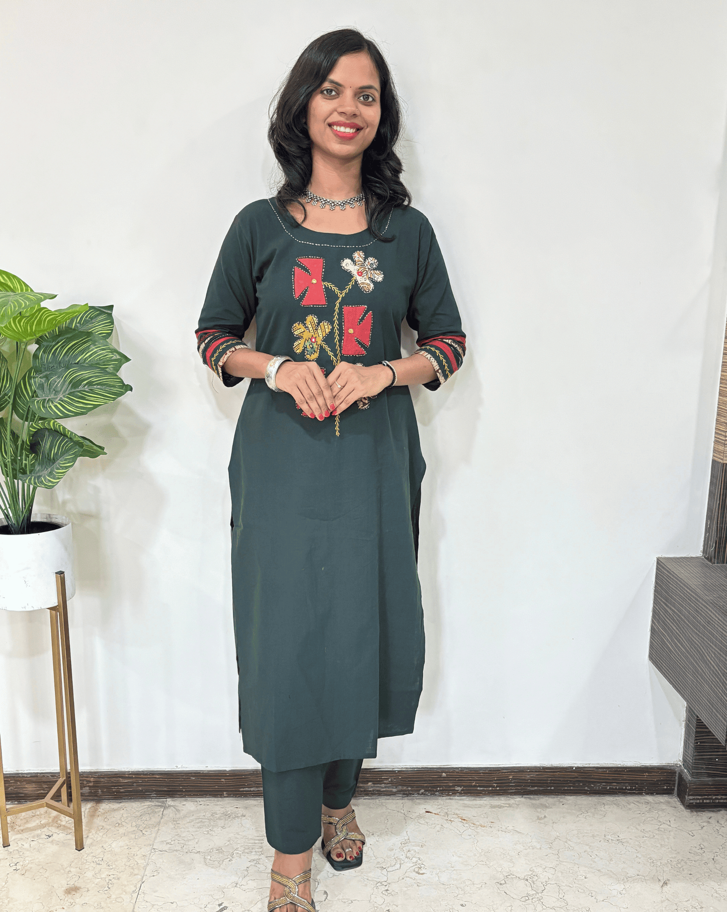 Kiyana Applique-work Cotton Co-ord Set