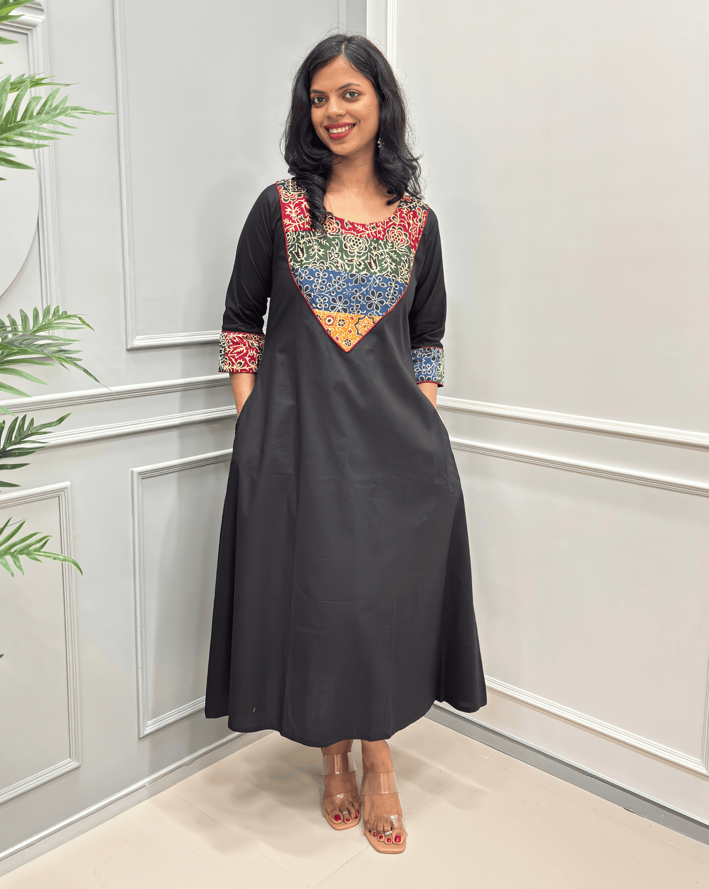 Tapsi Mashru Panel Ajrakh Kurti