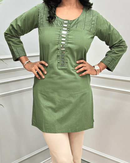 Sanaya Solid Cotton Short Kurti