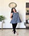 Ajrakh Kiara A-line Short Kurti with Mirror Work